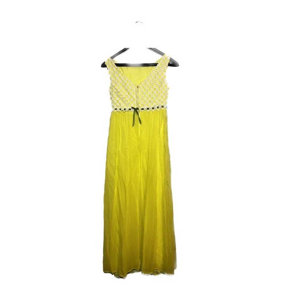 Vintage 70s Bright Yellow Chiffon Prom Gown - image 3