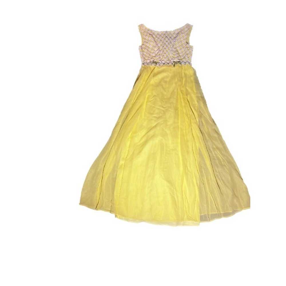 Vintage 70s Bright Yellow Chiffon Prom Gown - image 4