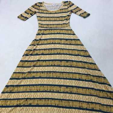 NWT Lularoe Ana Dress - Full Length Maxi- Blue w/Yellow, Blue & White  Roses- 2XL