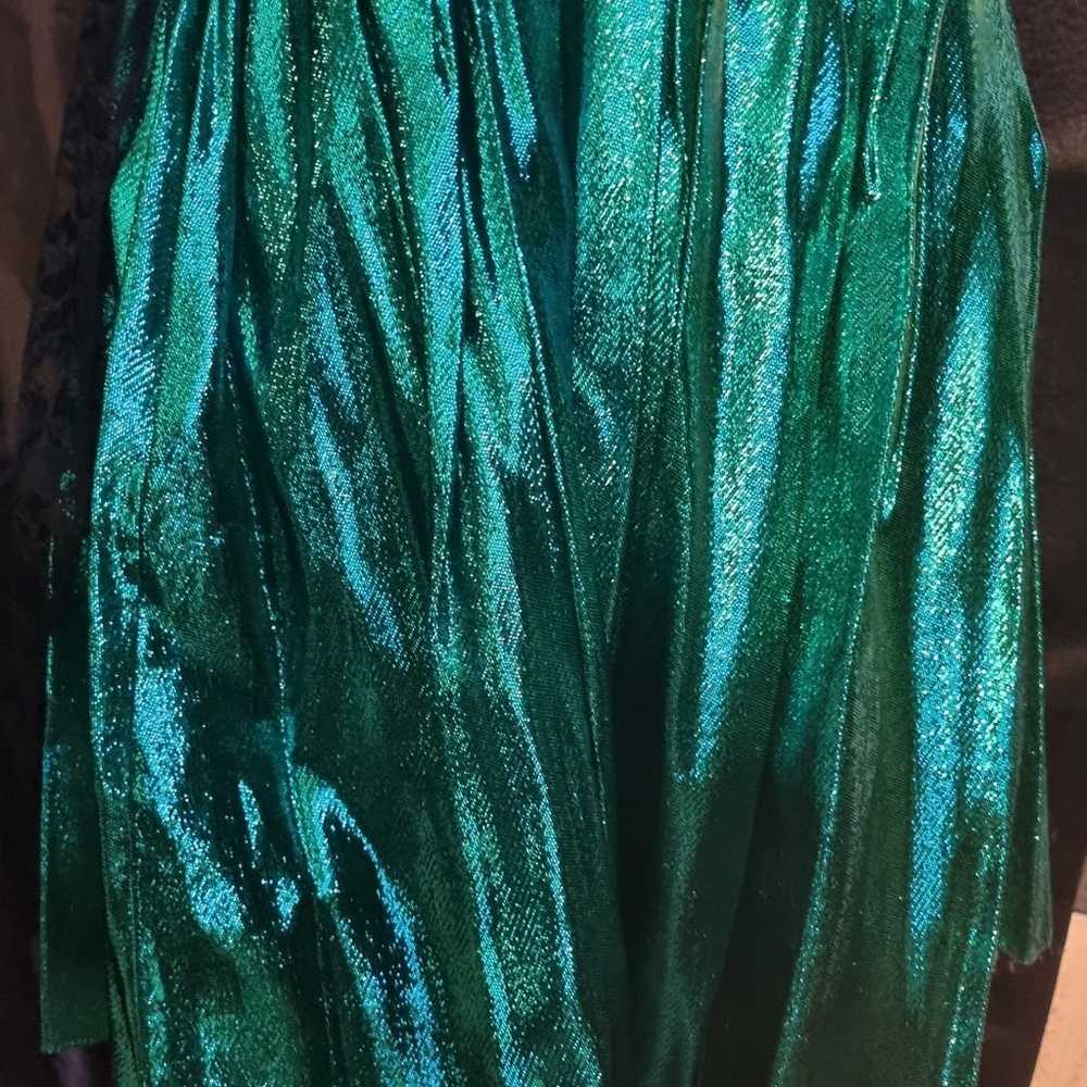 Vintage 80s handmade green strapless dress - image 2