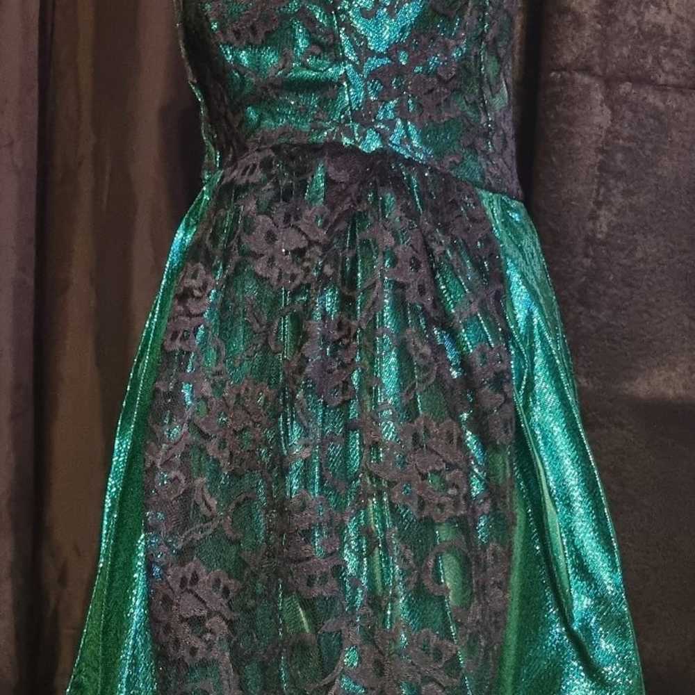 Vintage 80s handmade green strapless dress - image 3