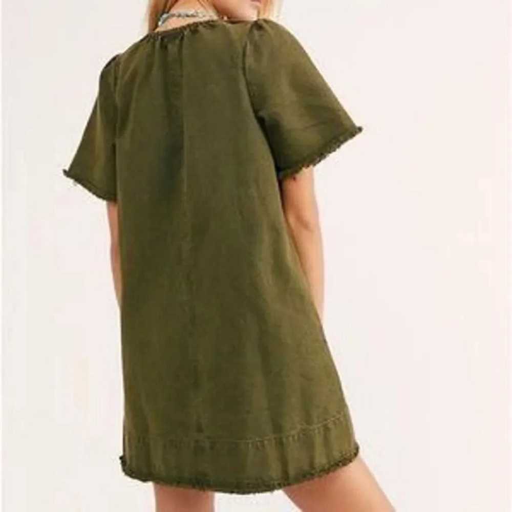 Free People Boho Delight Lace Up Green Denim Dres… - image 7