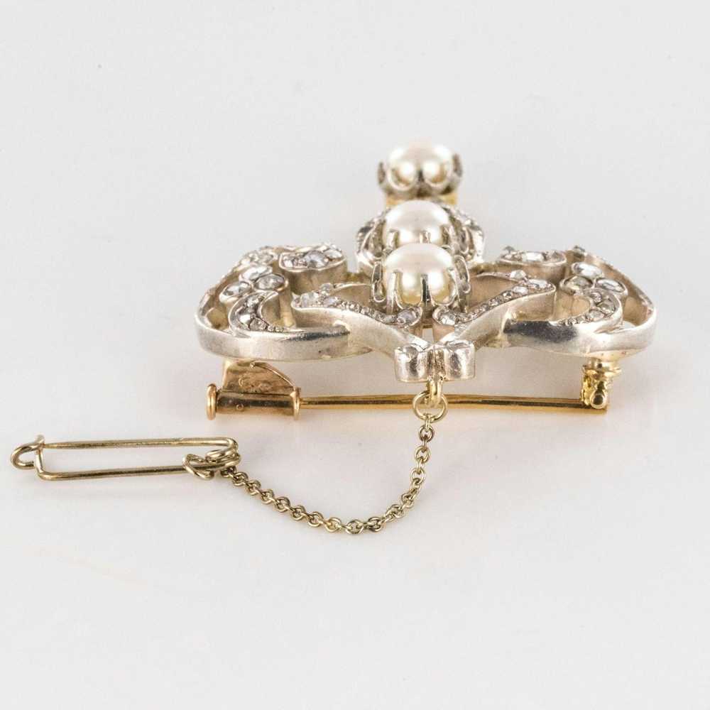 Vintage Antique Diamond and Pearl Brooch - image 8