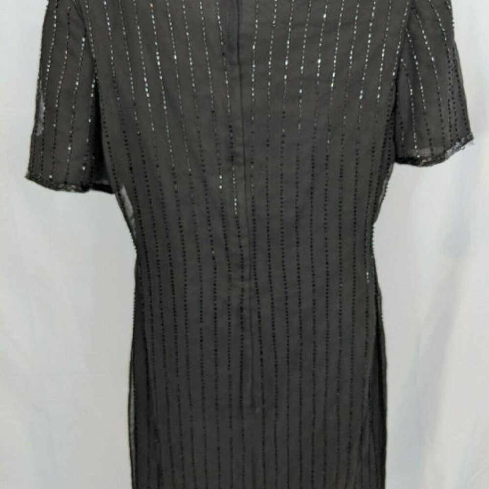 JMD Vintage Beaded Black Chiffon Dress Size S - image 4