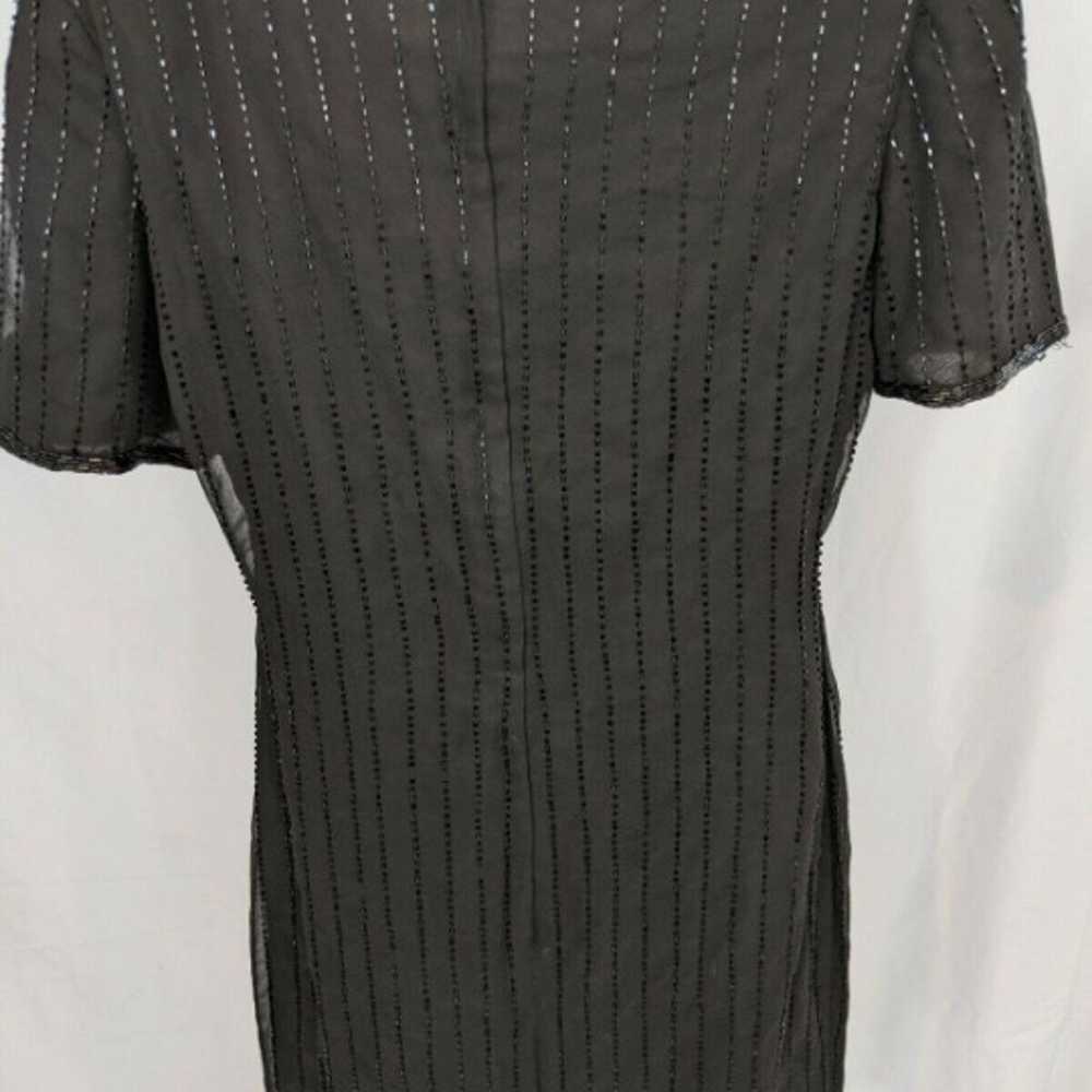 JMD Vintage Beaded Black Chiffon Dress Size S - image 5