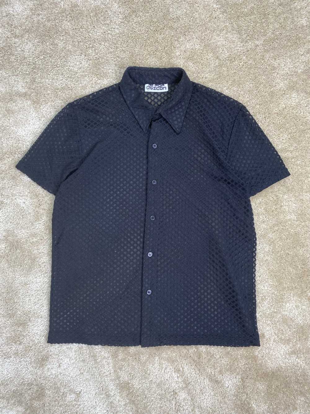 Vintage Vintage Black Mesh Flowy Button Down Shir… - image 3