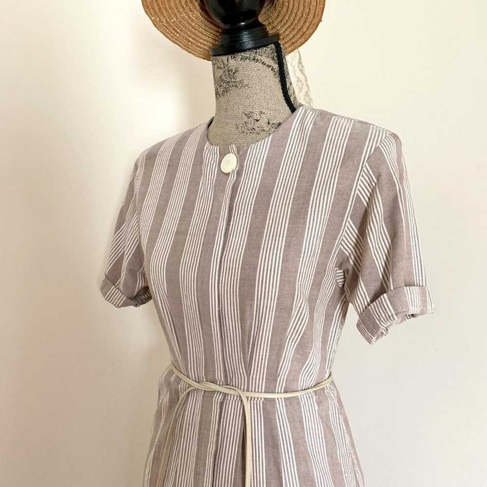 Vintage White Striped Cotton Dress - image 2