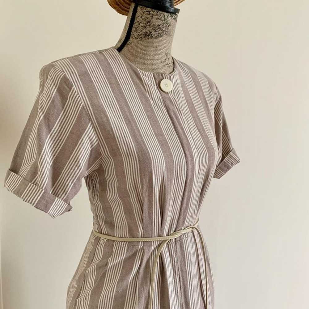 Vintage White Striped Cotton Dress - image 3