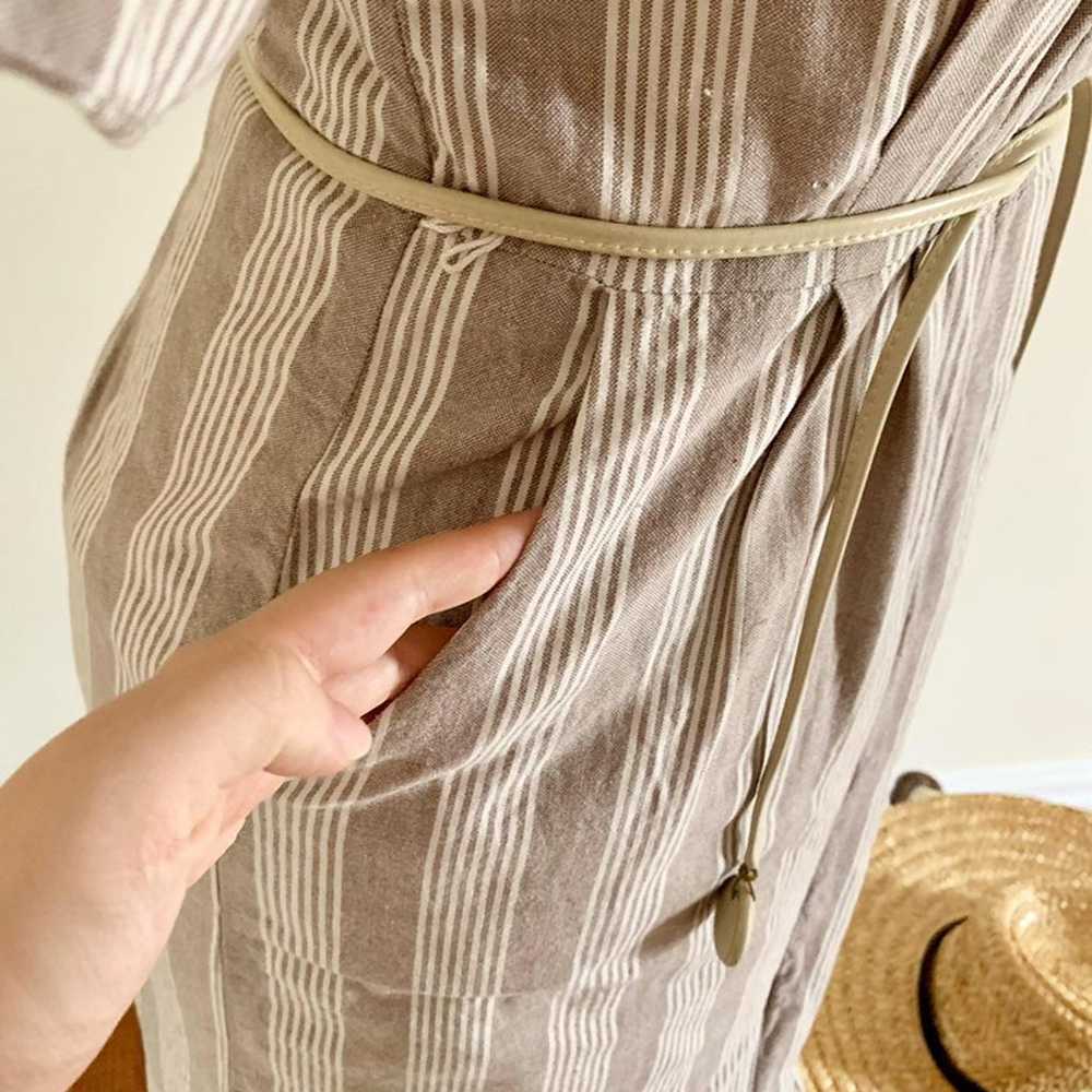 Vintage White Striped Cotton Dress - image 4