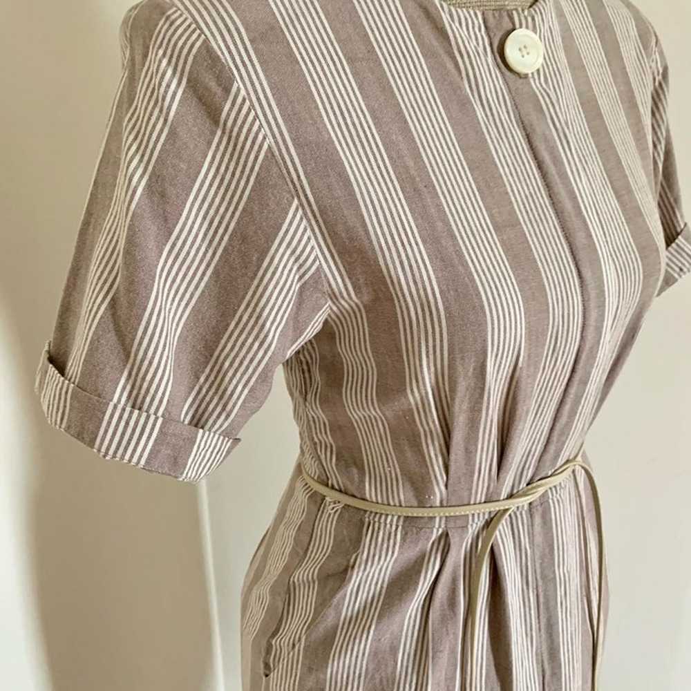 Vintage White Striped Cotton Dress - image 5