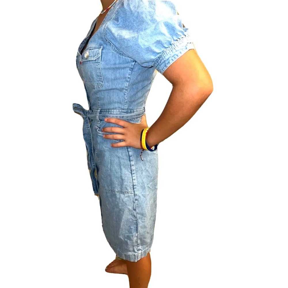 Women's Levi's Denim Blue Jean Button Up Belted S… - image 2