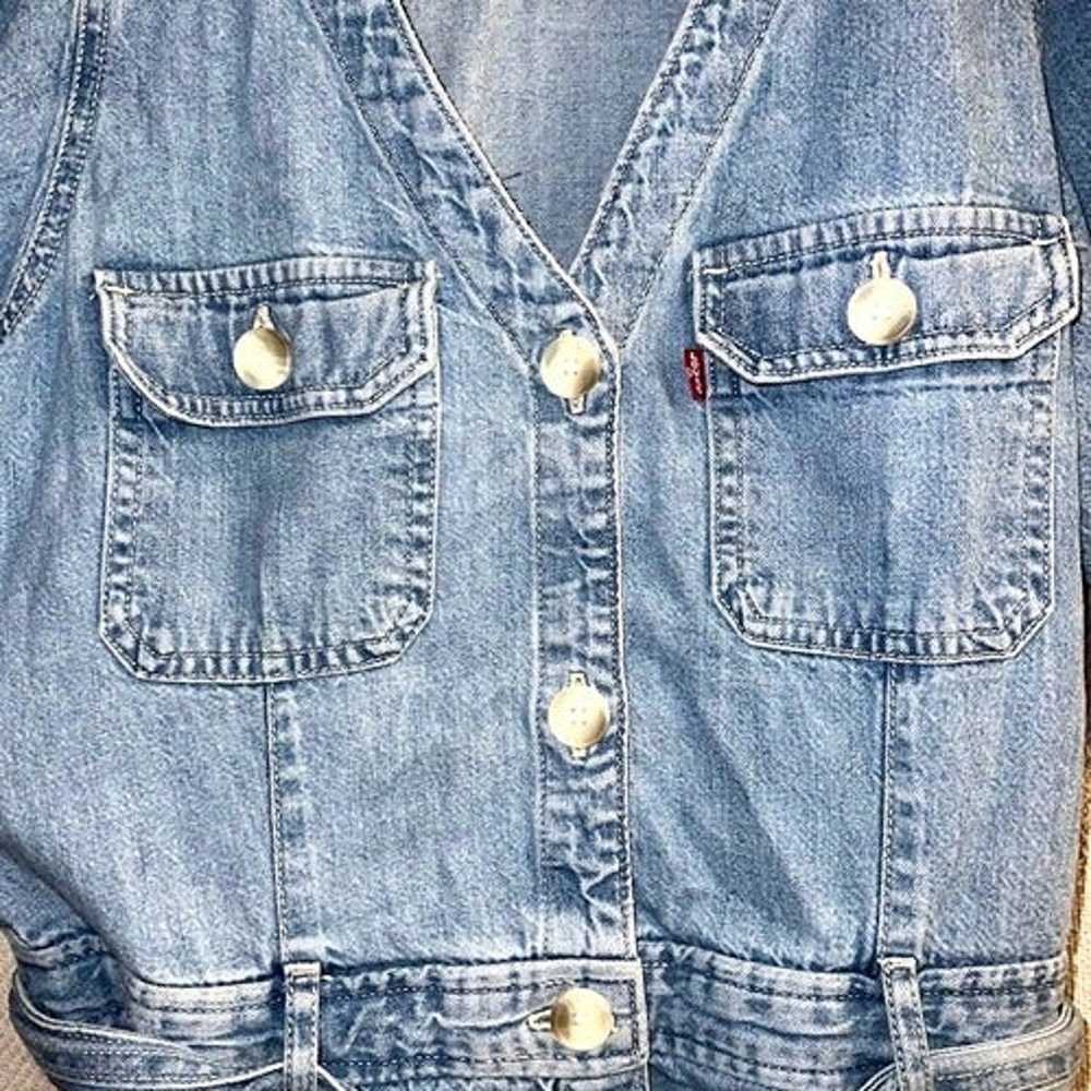 Women's Levi's Denim Blue Jean Button Up Belted S… - image 8