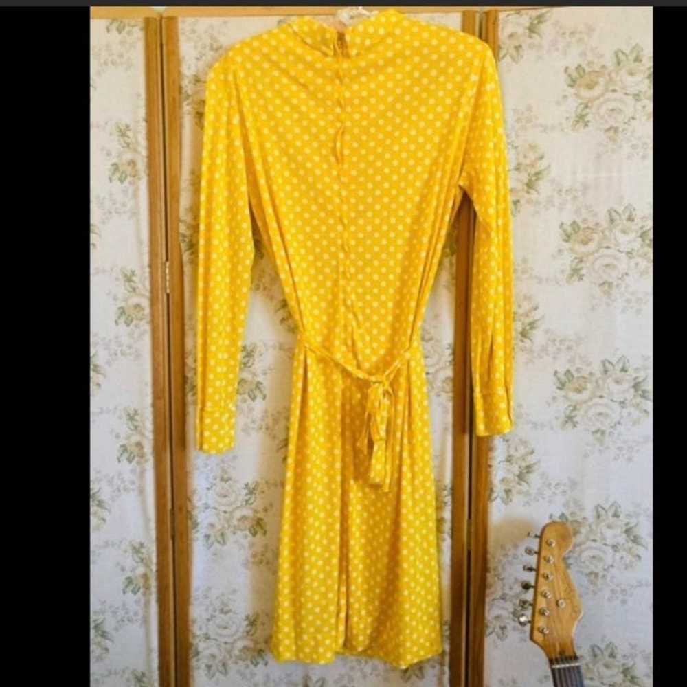 Vintage 60s/70s Yellow Polka Dot Dress - image 2