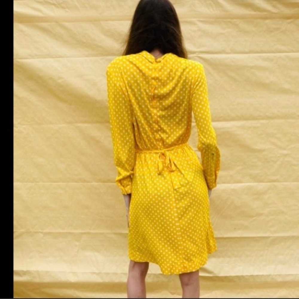 Vintage 60s/70s Yellow Polka Dot Dress - image 3