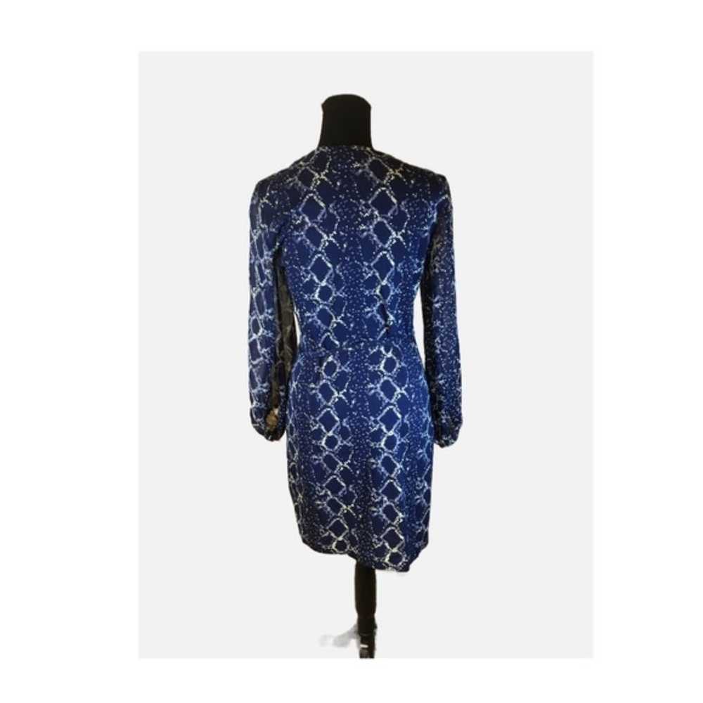 Vintage Abstract Navy Blue & White Wrap Dress, Ch… - image 2