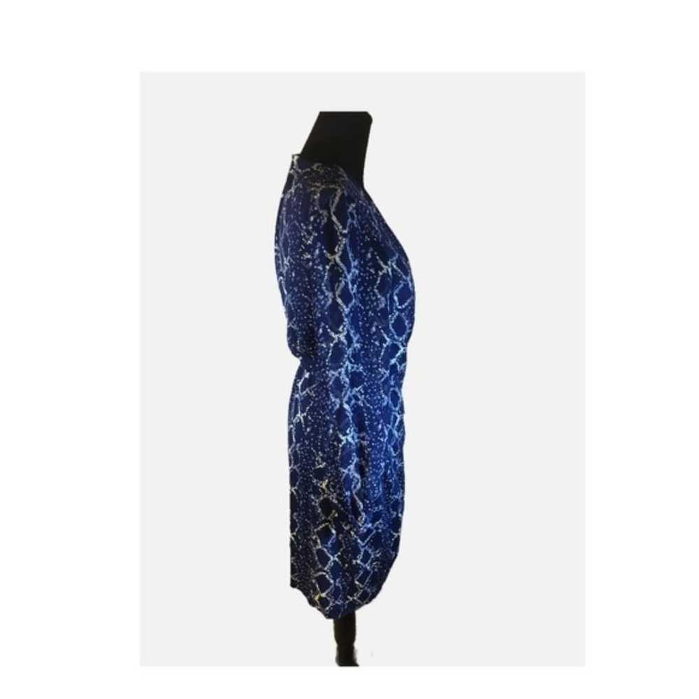 Vintage Abstract Navy Blue & White Wrap Dress, Ch… - image 3