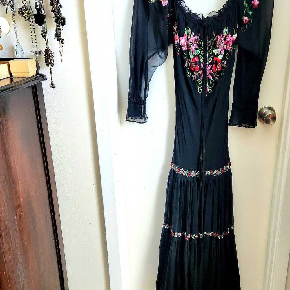 Sue Wong Silk Dress Size 4 Embroidered Beaded Flo… - image 8