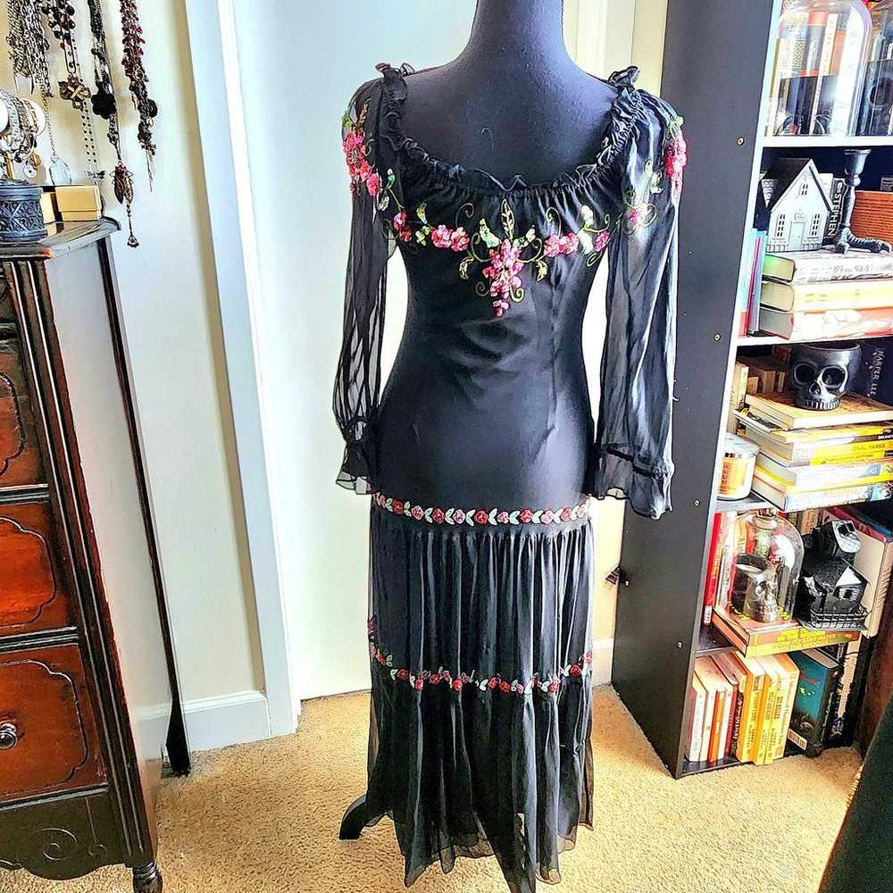 Sue Wong Silk Dress Size 4 Embroidered Beaded Flo… - image 9