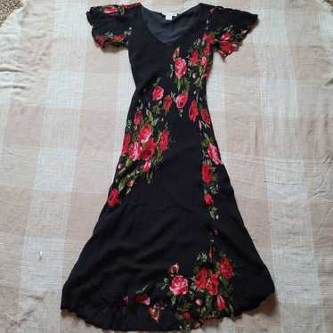 Vintage 90s Black Floral Dress - image 1