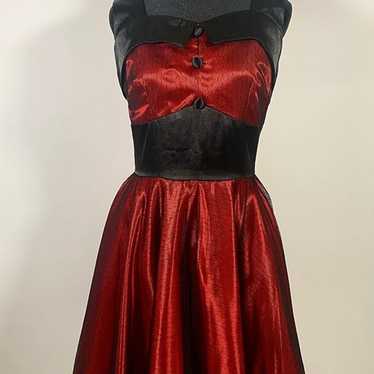 Vintage Handmade Red and Black Dress - image 1