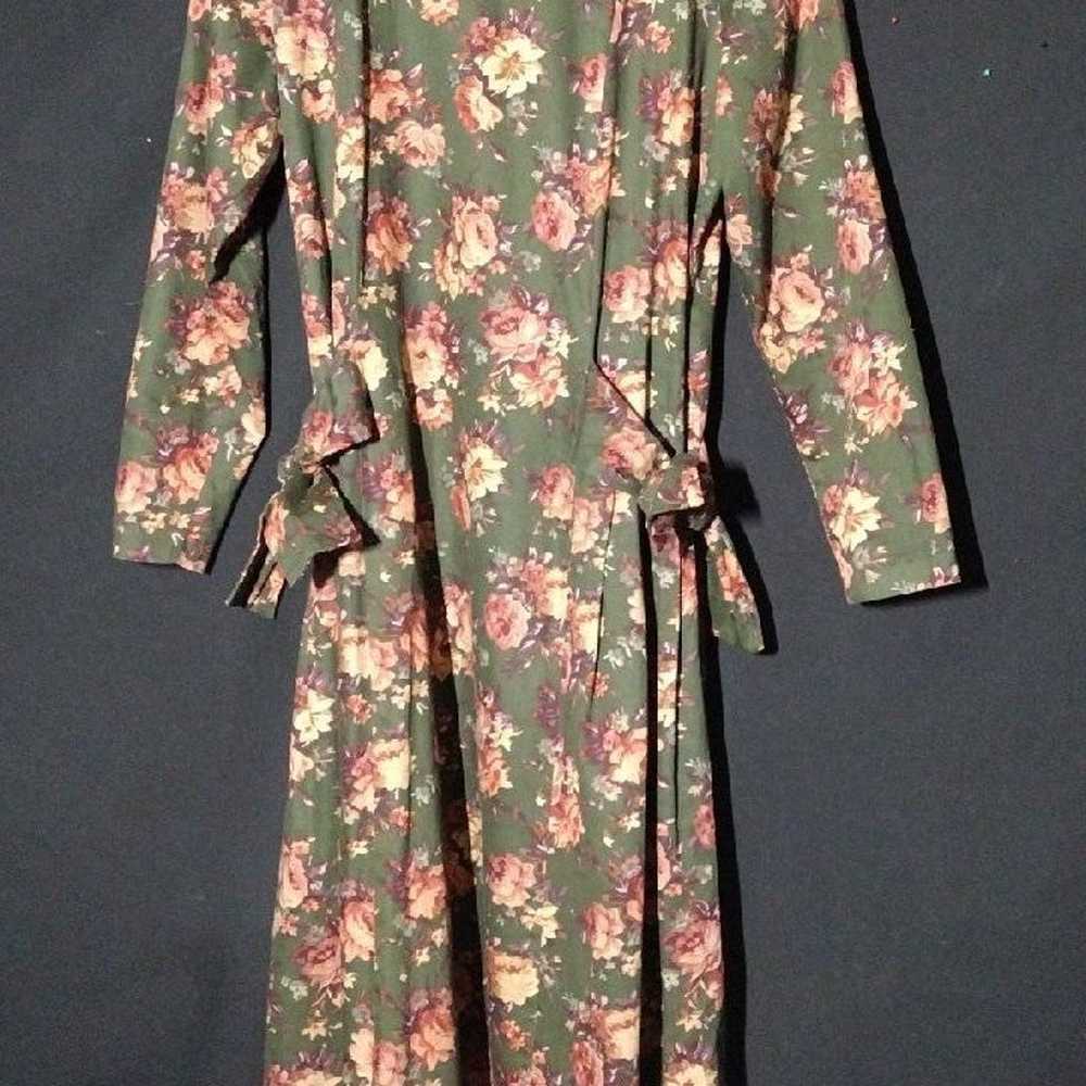 Rare Vintage Sara Campbell Green Floral Modesty Dress… - Gem