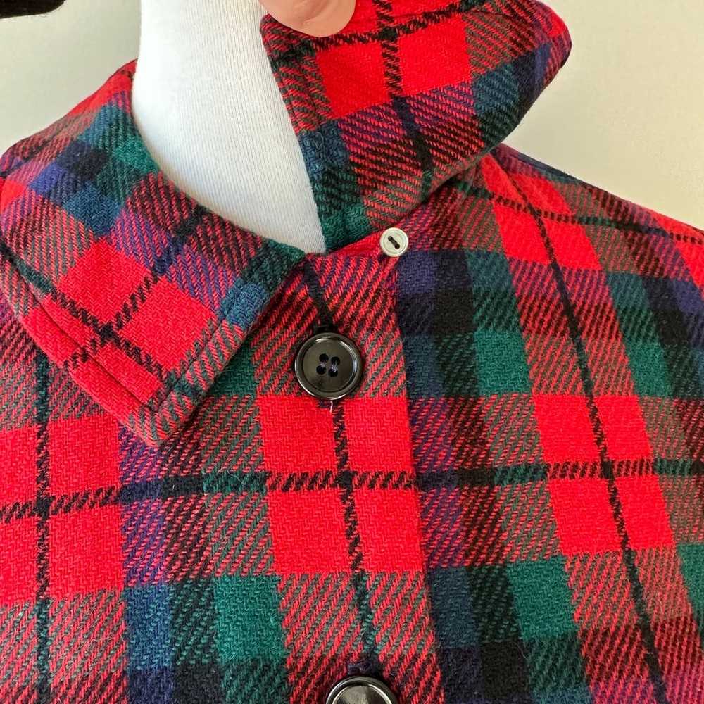 60s Jeune Leique Wool Long Sleeve Red Plaid Colla… - image 3