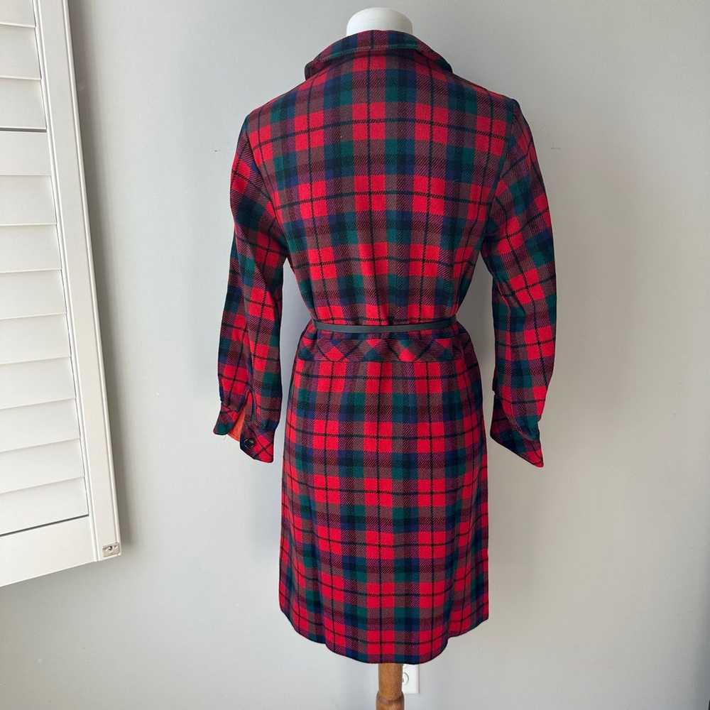 60s Jeune Leique Wool Long Sleeve Red Plaid Colla… - image 4