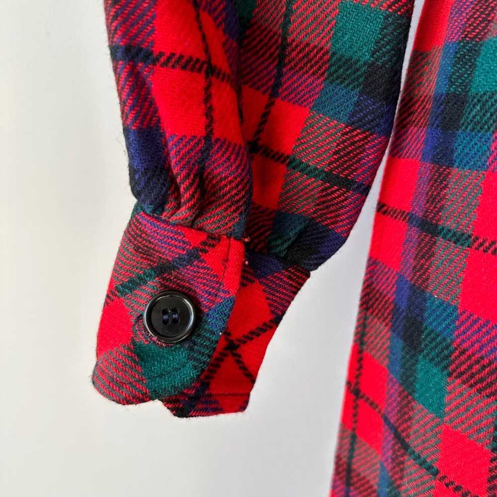 60s Jeune Leique Wool Long Sleeve Red Plaid Colla… - image 5