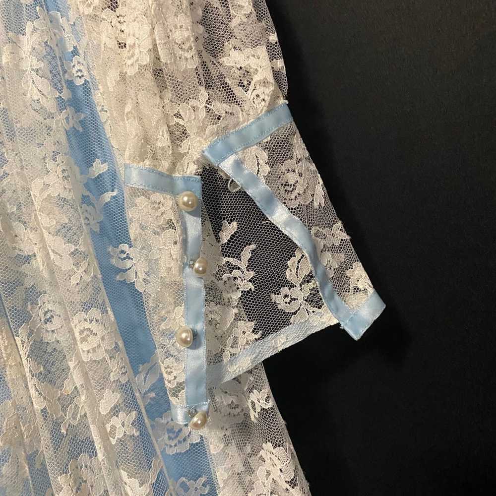 Gunne Sax vintage blue and white lace dress - image 4