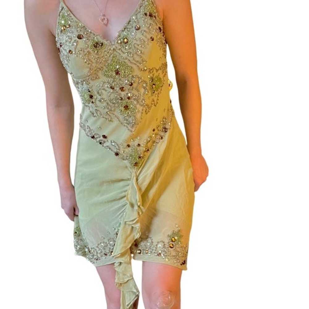 Sue Wong Lime Green Beaded Dress - image 2