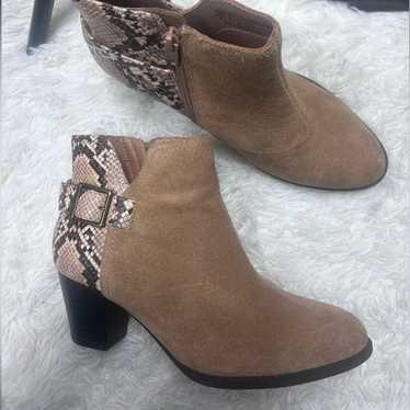 Vionic Naomi Snake Embossed Suede Bootie