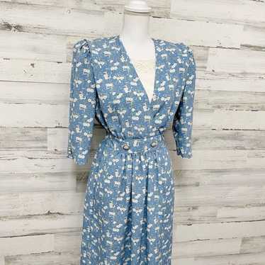 Vintage Breli Originals Blue Floral Dress