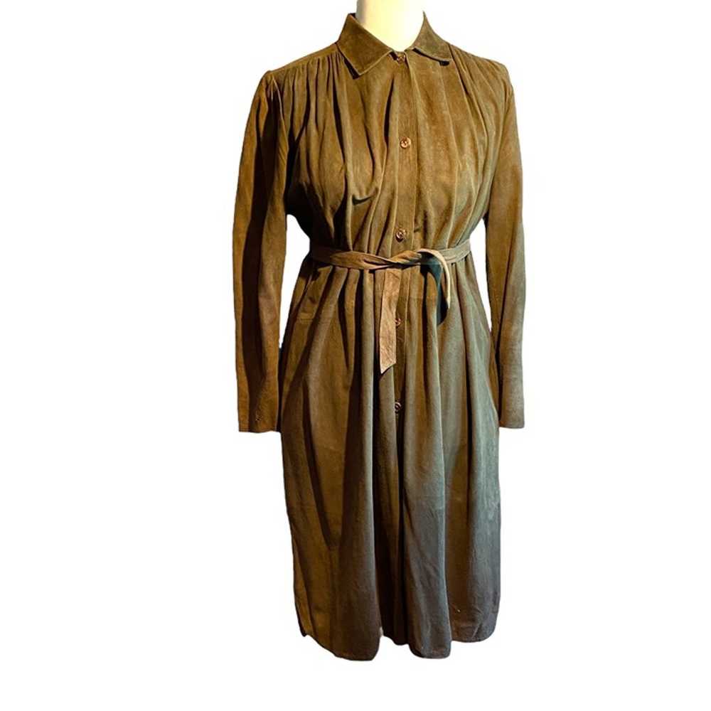 Vintage 1980’s Olive Green Suede North Beath Leat… - image 1