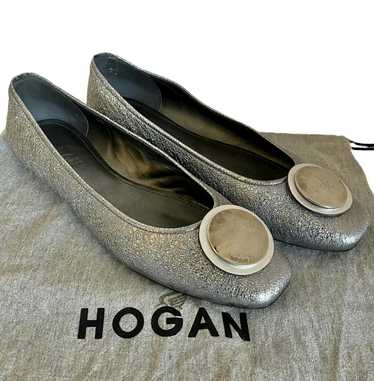 Hogan Hogan Silver Leather Wrap Metal Disc Ballet 