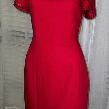 Vintage Beaded Sleeve Red Dress - image 1