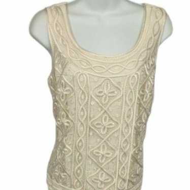 Kathy Roberts Vintage Cream Sleeveless Dress Size… - image 1