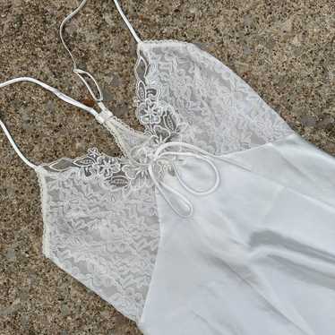 Vintage White Satin Slip Dress - image 1