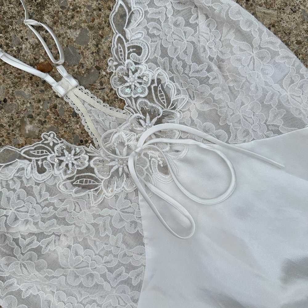 Vintage White Satin Slip Dress - image 2