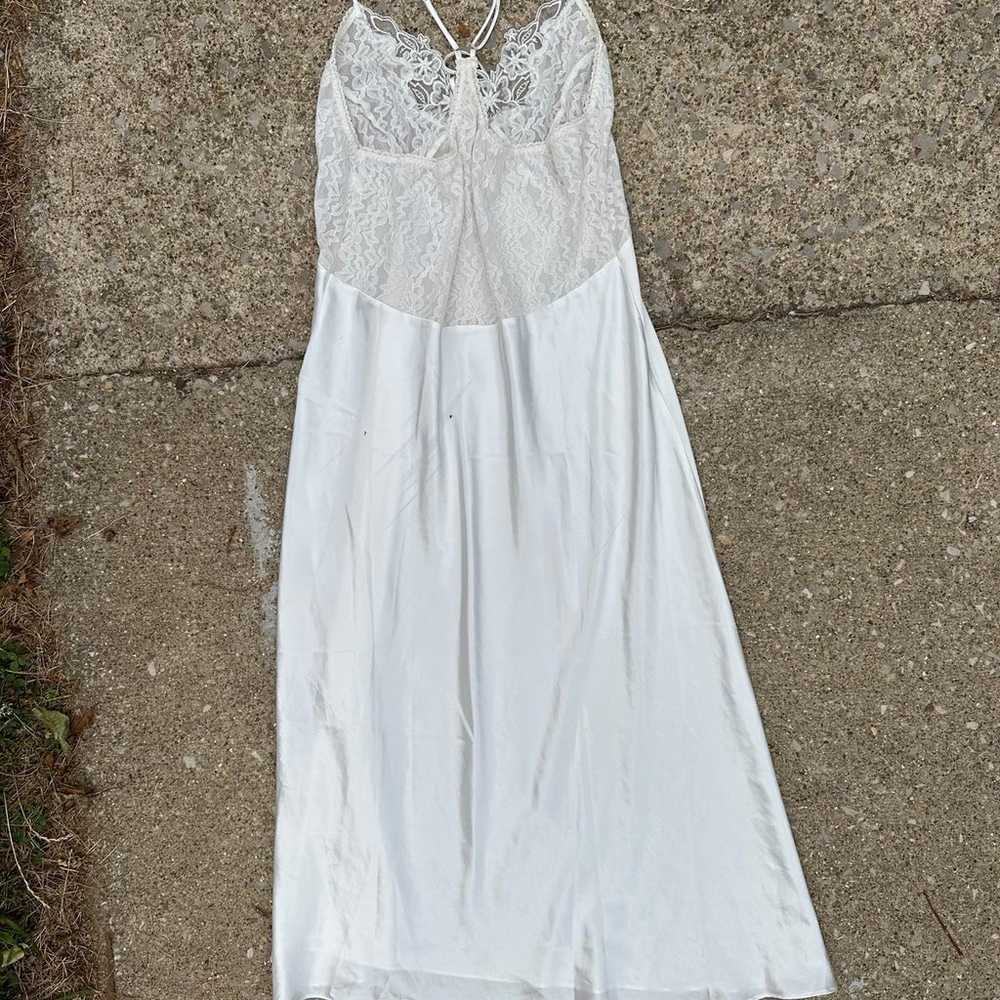 Vintage White Satin Slip Dress - image 4