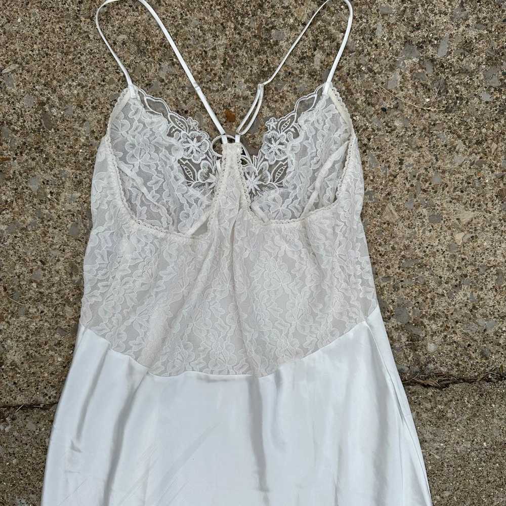 Vintage White Satin Slip Dress - image 5