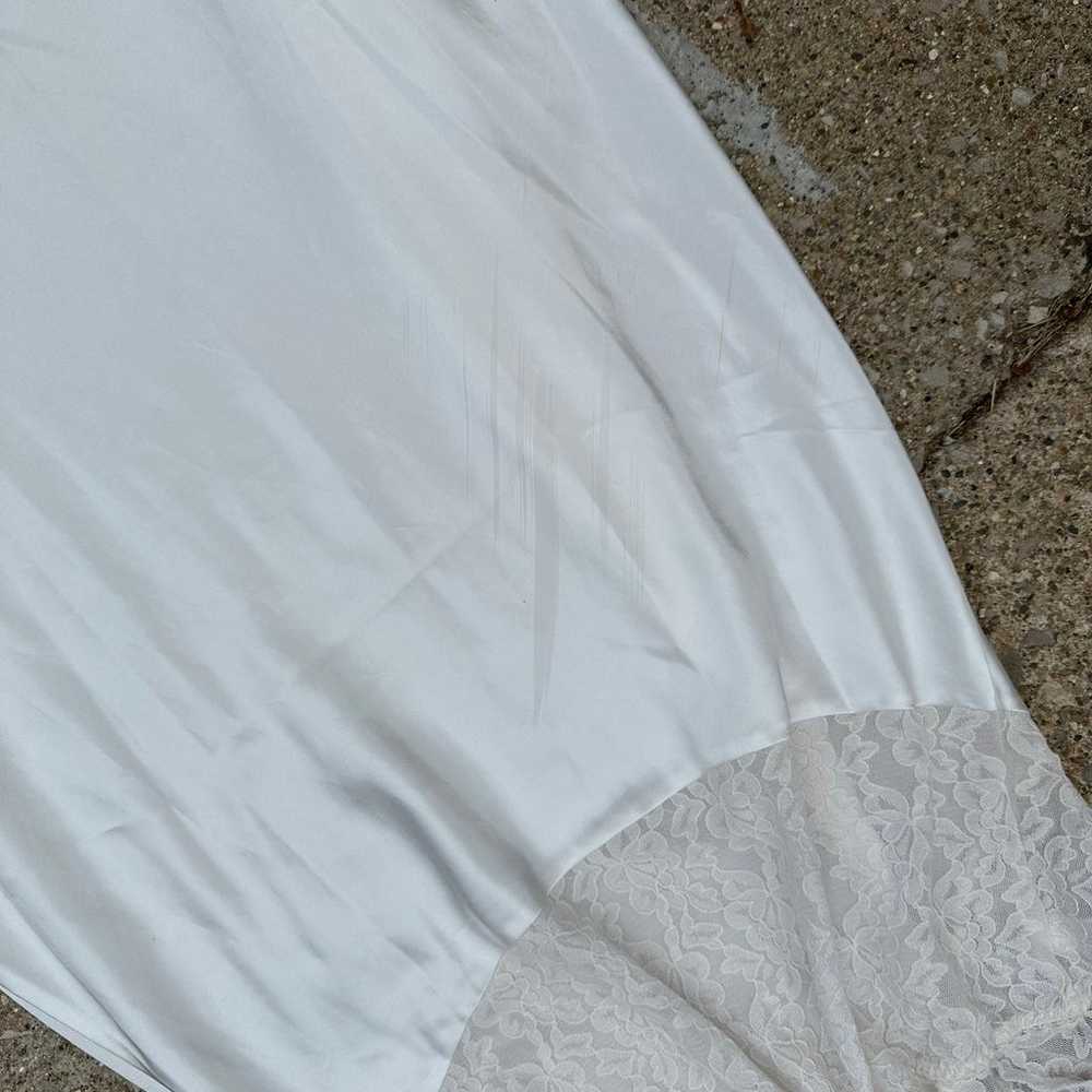 Vintage White Satin Slip Dress - image 7