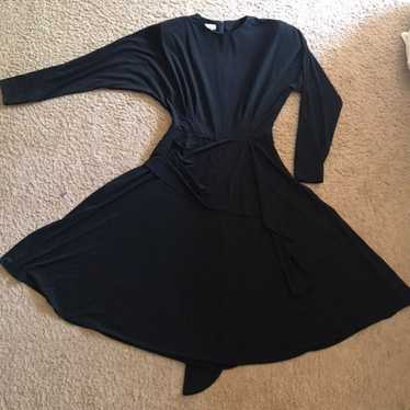 Vintage black batwing Aline dress mint c - image 1