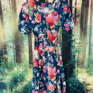 vintage floral puff sleeve dress - image 1