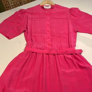 Vintage CASI 100% Silk dress Hong Kong Pink - image 1