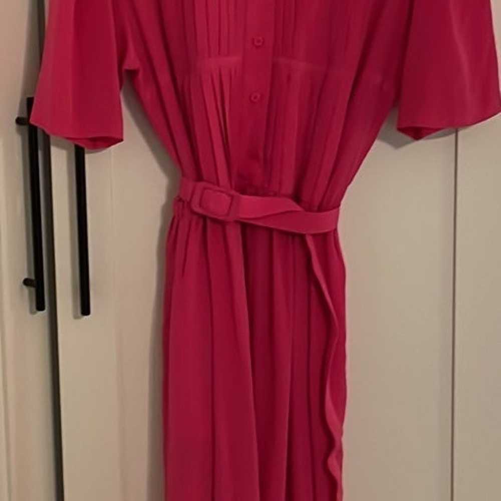 Vintage CASI 100% Silk dress Hong Kong Pink - image 2