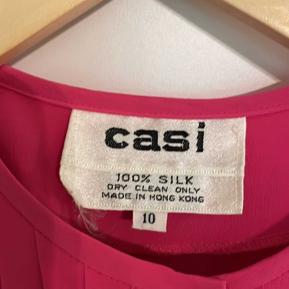 Vintage CASI 100% Silk dress Hong Kong Pink - image 3