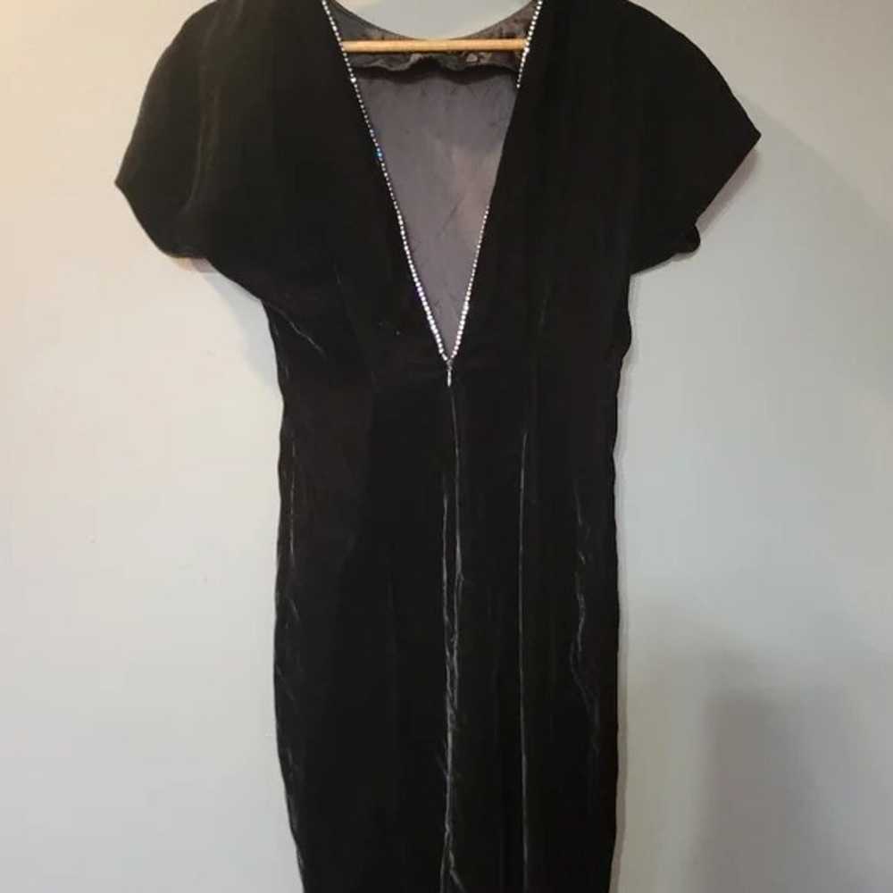 Datiani Vintage Velvet Evening Gown Capped Sleeve… - image 3