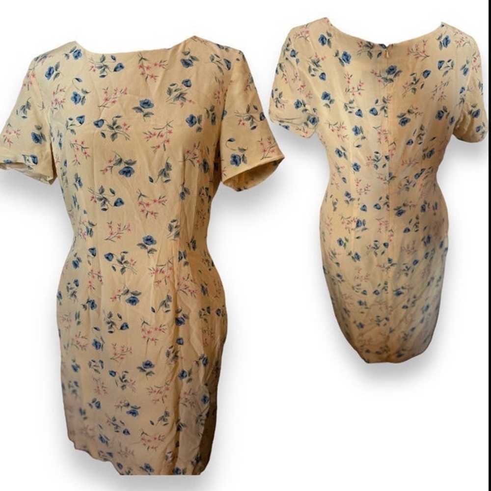 Vintage Parisian Signature 100% Silk Tea Dress Ye… - image 12