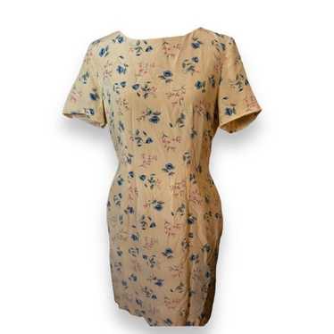 Vintage Parisian Signature 100% Silk Tea Dress Ye… - image 1