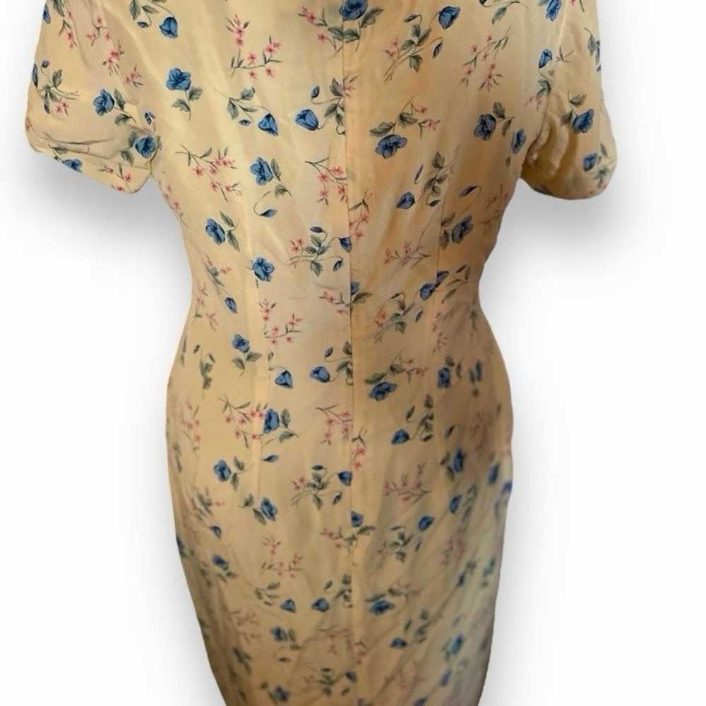 Vintage Parisian Signature 100% Silk Tea Dress Ye… - image 2
